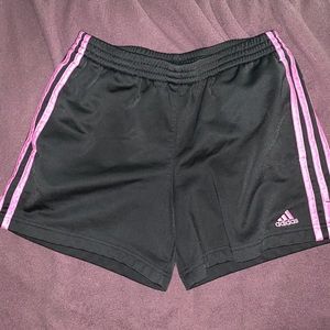 Adidas shorts with pink stripes